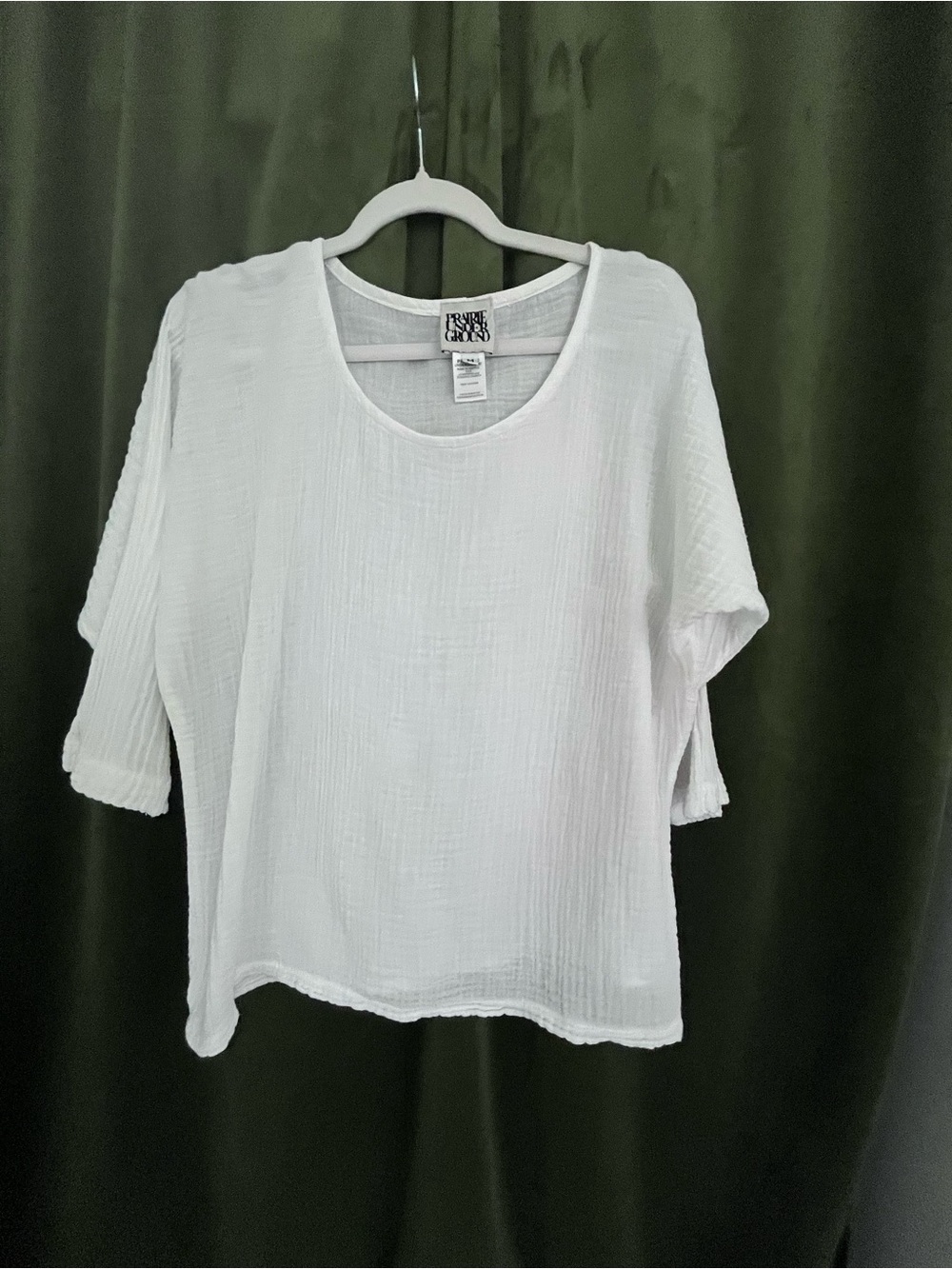 Prairie Underground White Gauze Scoop-Neck Short Sleeve Tunic Top